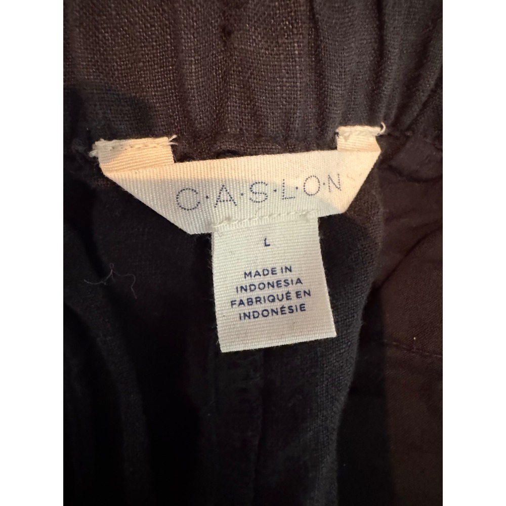 Caslon Black 100% Linen Drawstring Elastic Waist Cropped Pants Women Large - Picture 6 of 6